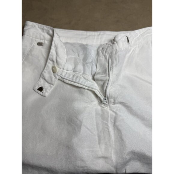 Lacoste Women’s White Linen Blend Wide Leg Cropped Pants Size 67-92 US Sz 2/4 - Picture 6 of 10